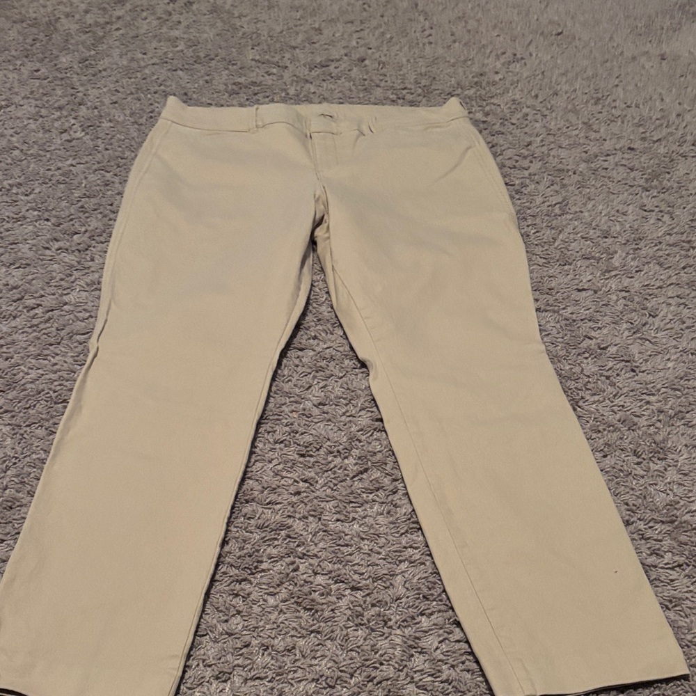 Beige Straight-Leg Pants
